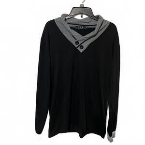 YTD Exclusive Black Stylish Long Sleeve Pullover Sweater Button Collar Womens XL